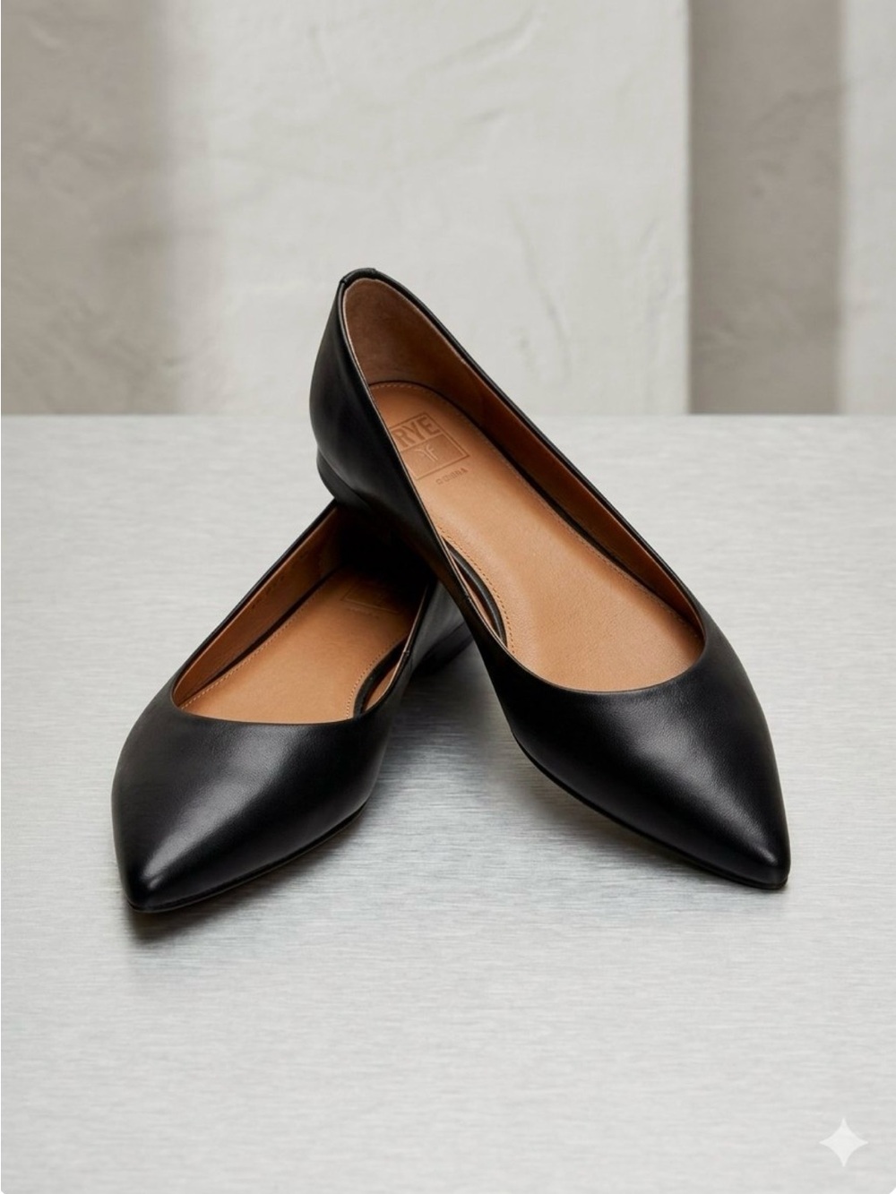 Frye Sienna Black Black Pointed Toe Ballet Flats - Size - 9.5